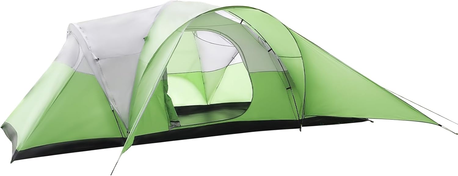 Extra Large Tent 10-12-14 Person(Style-B),Family Cabin Tents,2 Rooms,3 Doors and 3 Windows with Mesh,Straight Wall,Waterproof,Double Layer,Big Tent for Outdoor,Picnic,Camping,Family Gathering