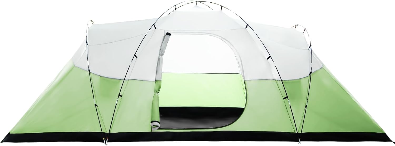 Extra Large Tent 10-12-14 Person(Style-B),Family Cabin Tents,2 Rooms,3 Doors and 3 Windows with Mesh,Straight Wall,Waterproof,Double Layer,Big Tent for Outdoor,Picnic,Camping,Family Gathering - Image 2