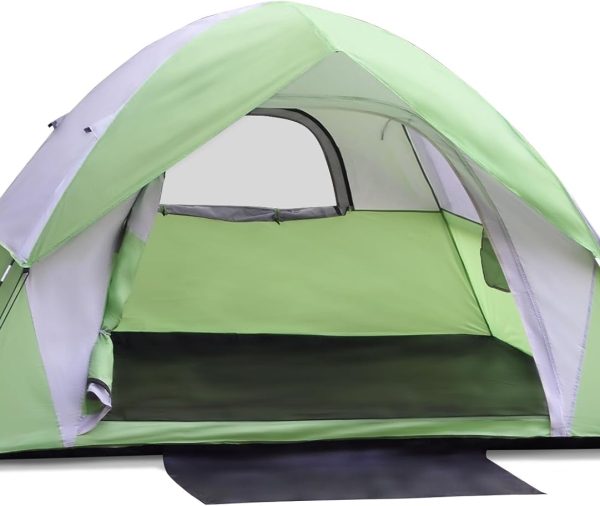 5 Person Camping Tent, Portable Backpacking Tent with Removable Rainfly, Floor Mat, 3 Mesh Walls & Zippered Doors, Carrying Bag, Family Dome Tent for Camping, Hiking, Traveling, Picnic