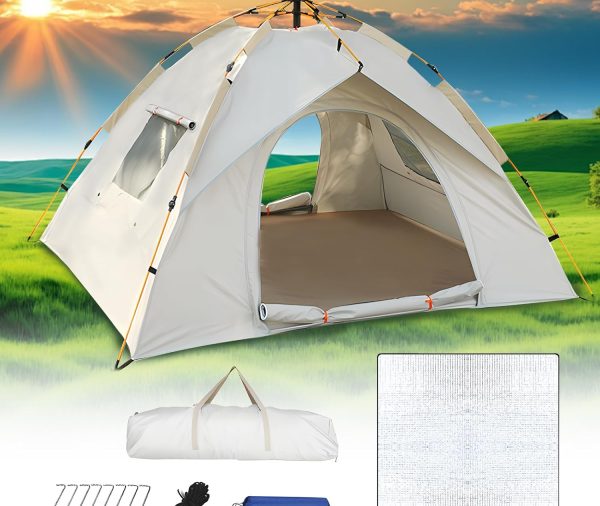 Camping Set with Waterproof Tent, Folding Table & 2 Chairs - Lightweight, Portable & Easy to Assemble - Ideal for Outdoor, Hiking, Fishing & Festival