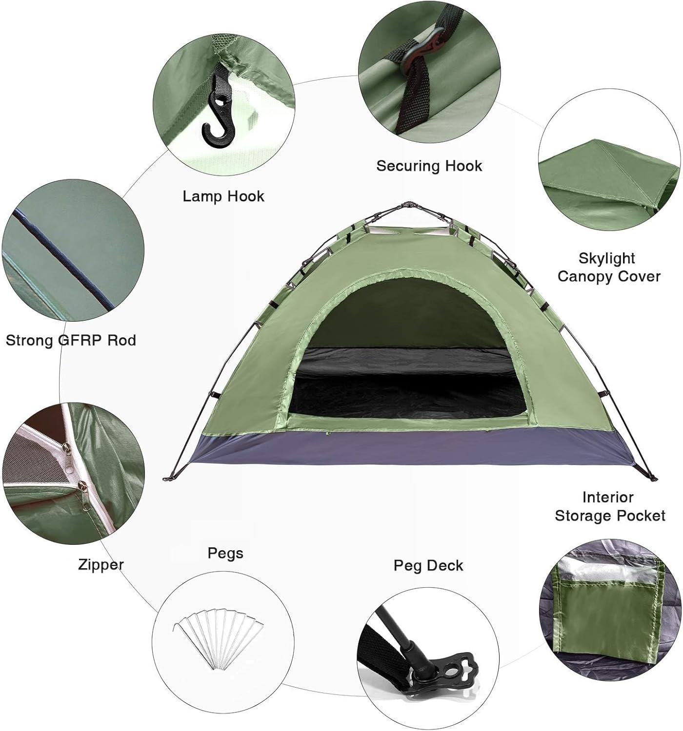 10 Person Camping Tent - Portable Easy Set Up Family Tent for Camp, Windproof Fabric Dome Tent Outdoor for Hiking, Backpacking, Traveling-14'x11'x74in(H) - Image 2