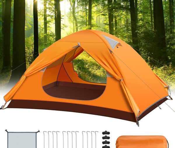 Camping Tent Lightweight Backpacking Tent Camouflage Outdoor Equipment for Camping Hiking Biking Trip Upgraded Large Space