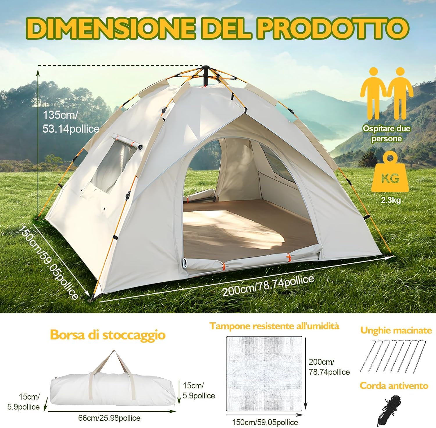 Camping Set with Waterproof Tent, Folding Table & 2 Chairs - Lightweight, Portable & Easy to Assemble - Ideal for Outdoor, Hiking, Fishing & Festival - Image 2